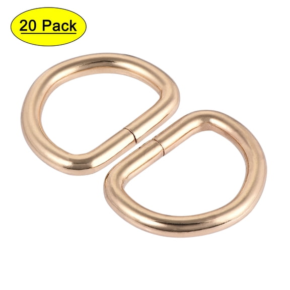 Uxcell Metal D Ring 0.98" Rings Buckle for Hardware Bags Belts Craft DIY Accessories Gold Tone 20Pcs