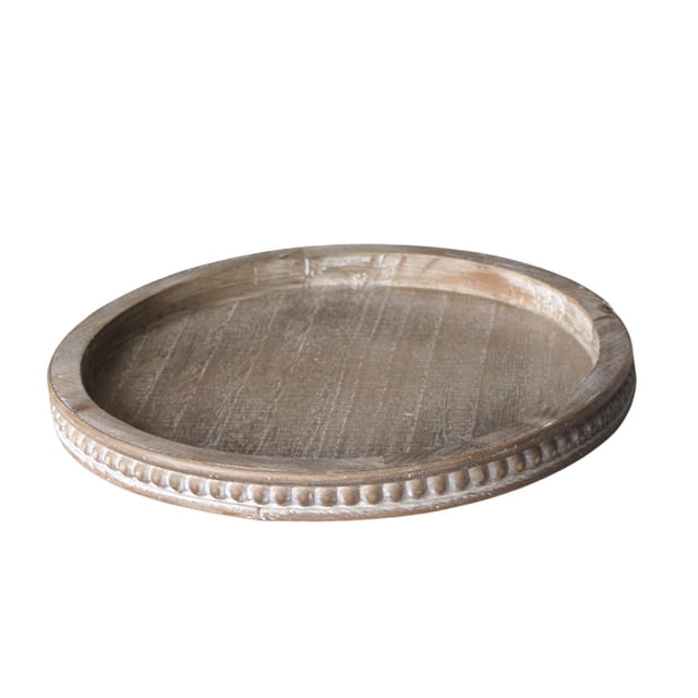 Bandeja de madera para servir, centro de mesa, decorativa, redonda, organizador de mayordomo de madera, plato para marrón