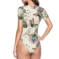 thumbnail image 4 of Daiia Flying Butterflies-1 print Women's Crew Neck Short Sleeve Bodysuit Fashion Tops Fit Casual Basic Extender Bodysuit-Large, 4 of 9