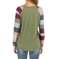 thumbnail image 5 of HUBERY Women Color Block Pocket Stitching O Neck Long Sleeves Shirt, 5 of 7
