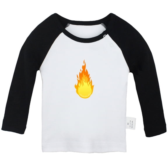 Nature Flame fire Pattern T shirt For Baby, Newborn Babies T-shirts, Infant Tops, 0-24M Kids Graphic Tees Clothing (Long Black Raglan T-shirt, 0-6 Months)