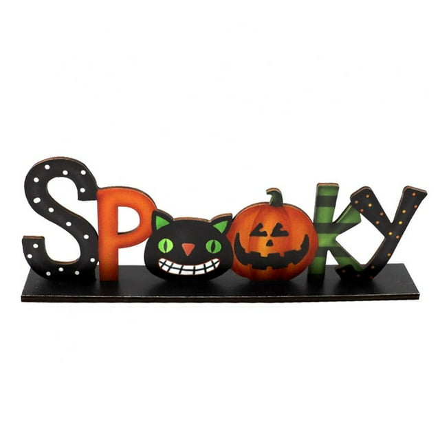 Halloween Table Wood Sign Decor Halloween Boo Letters Sign Halloween Wooden Boo Centerpiece Table Decoration for Home Kitchen Party