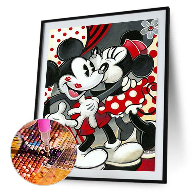 Cuadros Decorativos 5D DIY diamante pintura Kit completo redondo taladro dibujos animados ratón pareja mosaico imagen Tmvgtek embutido en tela
