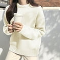 thumbnail image 2 of JGGSPWM Womens Solid Sweaters Adorable Tops Fancy Jumper Crew Neck Long Sleeve Sweatshirt Cotton Pullover White One Size, 2 of 7