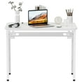 thumbnail image 3 of Folding Writing Desk, 39.4 x 23.6 Inch Foldable Laptop Desk with Storage Shelf, No Assembly Study Table Home Office Desk for Small Spaces Bedroom-White,60x100cm, 3 of 8