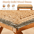 thumbnail image 5 of Tcbosik 16.5 inch Hand Weaving Seagrass Foot Stool, Natural Seagrass Footrest with Wood Legs for Small Space, Living Room, Hallway, Entryway, Natural+Gray, 5 of 6