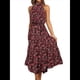 thumbnail image 1 of Vestido Bohemio de Verano para Mujer, Sin Mangas, con Estampado de Lunares, Cuello Halter, Volantes, Dobladillo y Cinturón Negro y Rojo L, 1 of 7