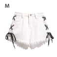 thumbnail image 1 of Pantalones cortos de mezclilla para mujer Pantalones cortos sueltos de Jean para niña Pantalones ajustados de cintura alta, Blanco, M Methold AP001242-02B, 1 of 7