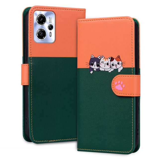 Compatible with Motorola Moto G13/ G23/ G53 Cute Animals Pattern Wallet Case with Card Slots Flip Cover