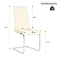 thumbnail image 2 of 2 Pieces Dinner Chairs, Faux Leather Dinning Chairs with High Backrest and Upholstered Cushion Seat, Modern Dining Table Chairs with C-shaped Metal Legs, Beige+Silver, 2 of 9