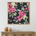 thumbnail image 2 of Designart 'Red VIntage Roses and Berries On Black Background' Farmhouse Framed Canvas Wall Art Print, 2 of 5
