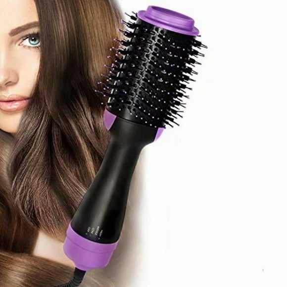 Hot Air Brush, Hair Dryer Brush Styler, One Step Salon Volumizer Brush 4 in 1 Straightener Curl Air Hair Brush with Comb Ceramic Negative Ion Electric Styling Blow Dryer Brush