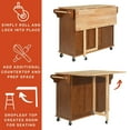 thumbnail image 5 of Rolling Kitchen Island Cart with Large Storage Cabinet on Wheels, Solid Rubberwood Countertop with Drop Leaf, Greenguard Gold Certified, 4-Droors, 2 Drawers, Spice Rack, Towel Holder, 5 of 14