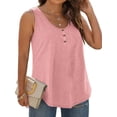 thumbnail image 2 of MOSHU Plus Size Tank Tops for Women Henley Sleeveless Shirts Summer Button Down Womens Tops, 2 of 7