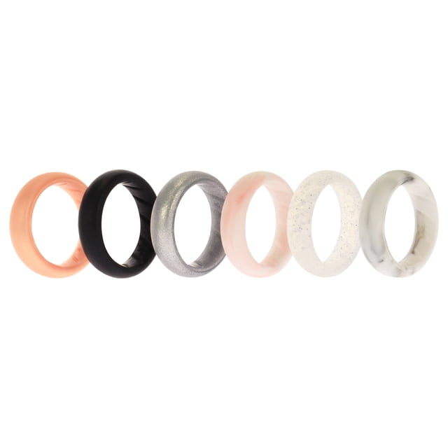 Juego de Anillos de Boda de Silicona Sólida ROQ Basic-Marble para Mujer Anillo 6 x 4 mm