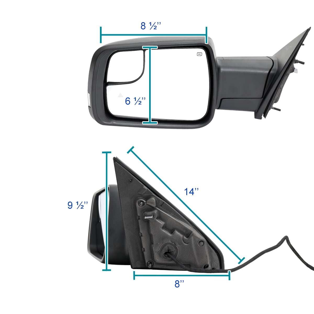 Spec-D Tuning Black Power Fold Heated + LED Signal + Blind Spot Monitor Left Driver Side Mirror Compatible with 2019-2024 Ram 1500, Left + Right Pair
