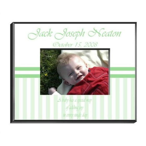 Personalized Boys Picture Frames Baby Boy Green Stripe