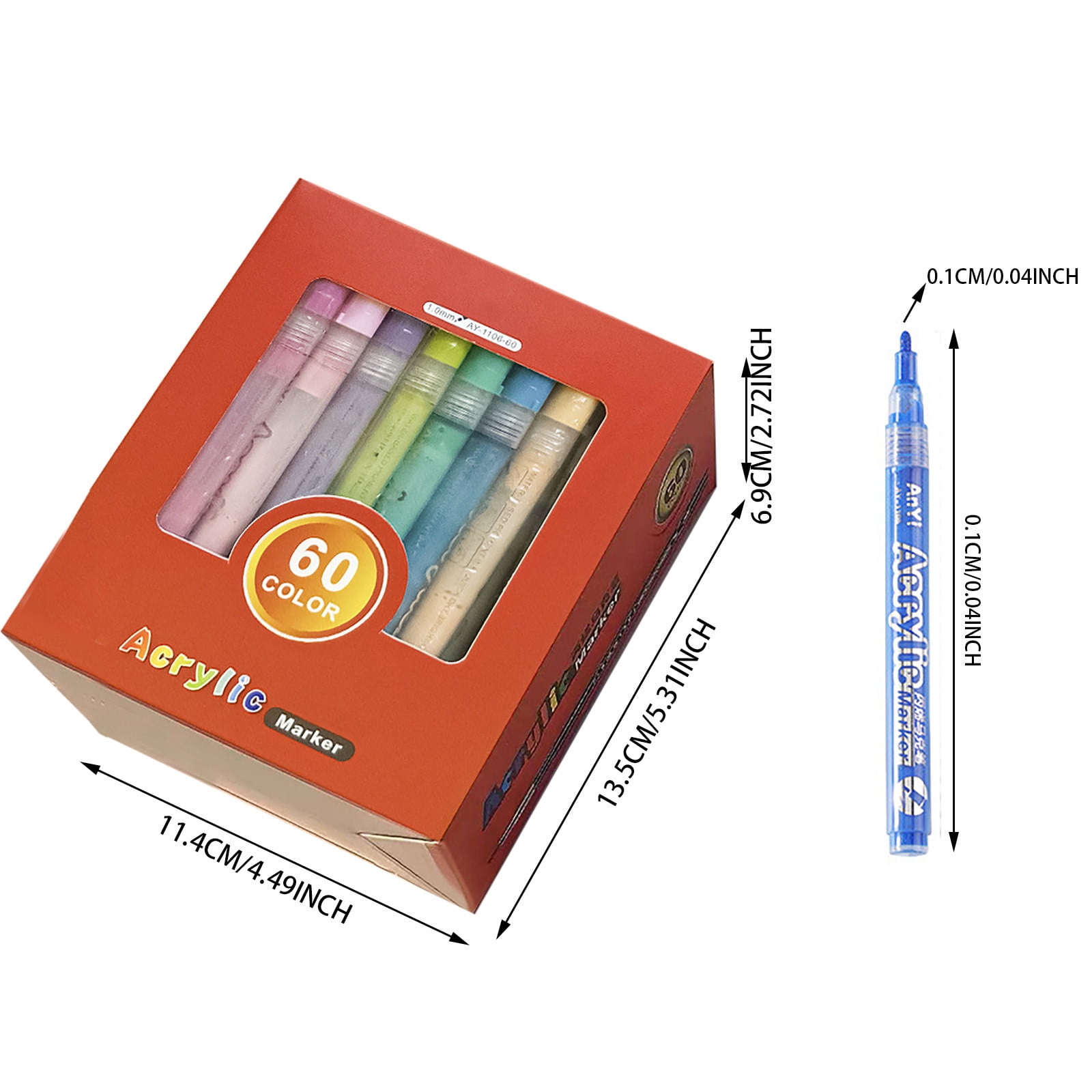 60 Colors Paint Markers Paint Pens Acrylic Paint Pens For Students Chirldrens Artists Adults Coloring Drawing Cartoon Anime Comic Brush Tip For Rock Painting Wood Canvas(60ml)
