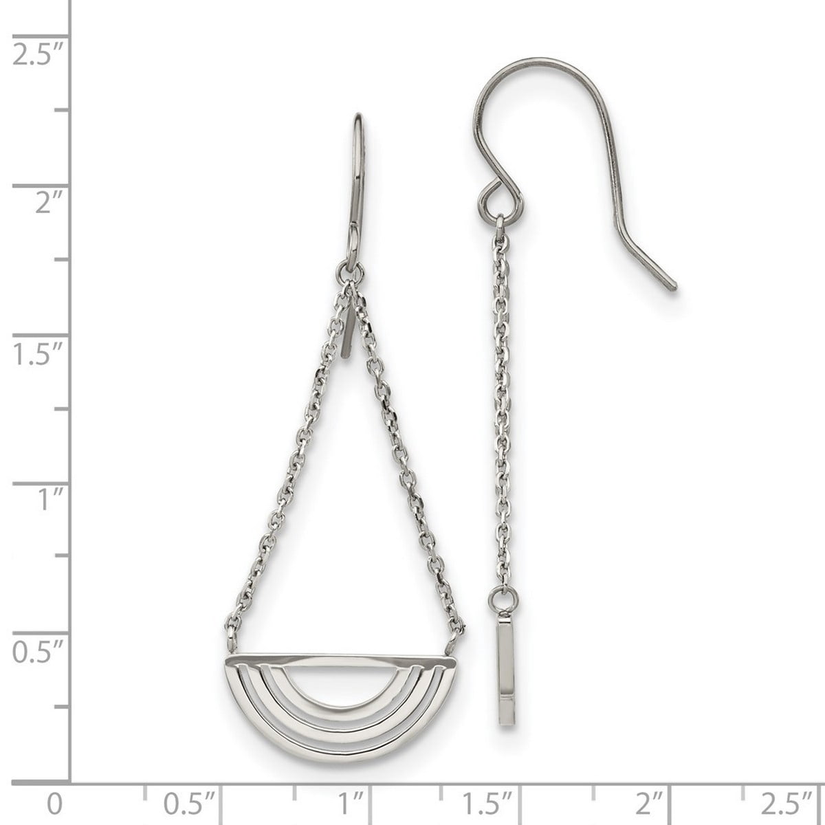 Stainless Steel Polished Dangle Shepherd Hook Earrings 54.75x20mm Wide Dangle Earring for Women