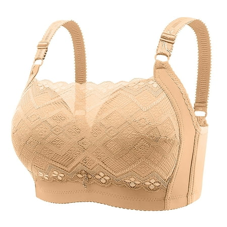 

Lovskoo Women Wireless Full Figure Push-Up Nude Full Coverage Bra Plus Size Sports Without Steel Rings Everydays Brassiere Khaki