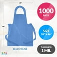 thumbnail image 2 of Blue Plastic Disposable Aprons Adults for Painting, 28 x 46 Inches. Pack of 1000 Disposable Plastic Aprons, 1 Mil. Unisex Waterproof Polyethylene Painting Apron for Food Industry, 2 of 7
