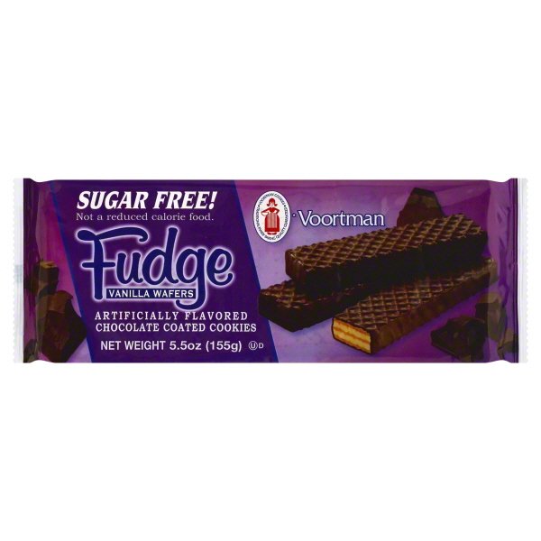 Voortman Fudge SugarFree Chocolate Coated Vanilla Wafer Cookies, 5.5