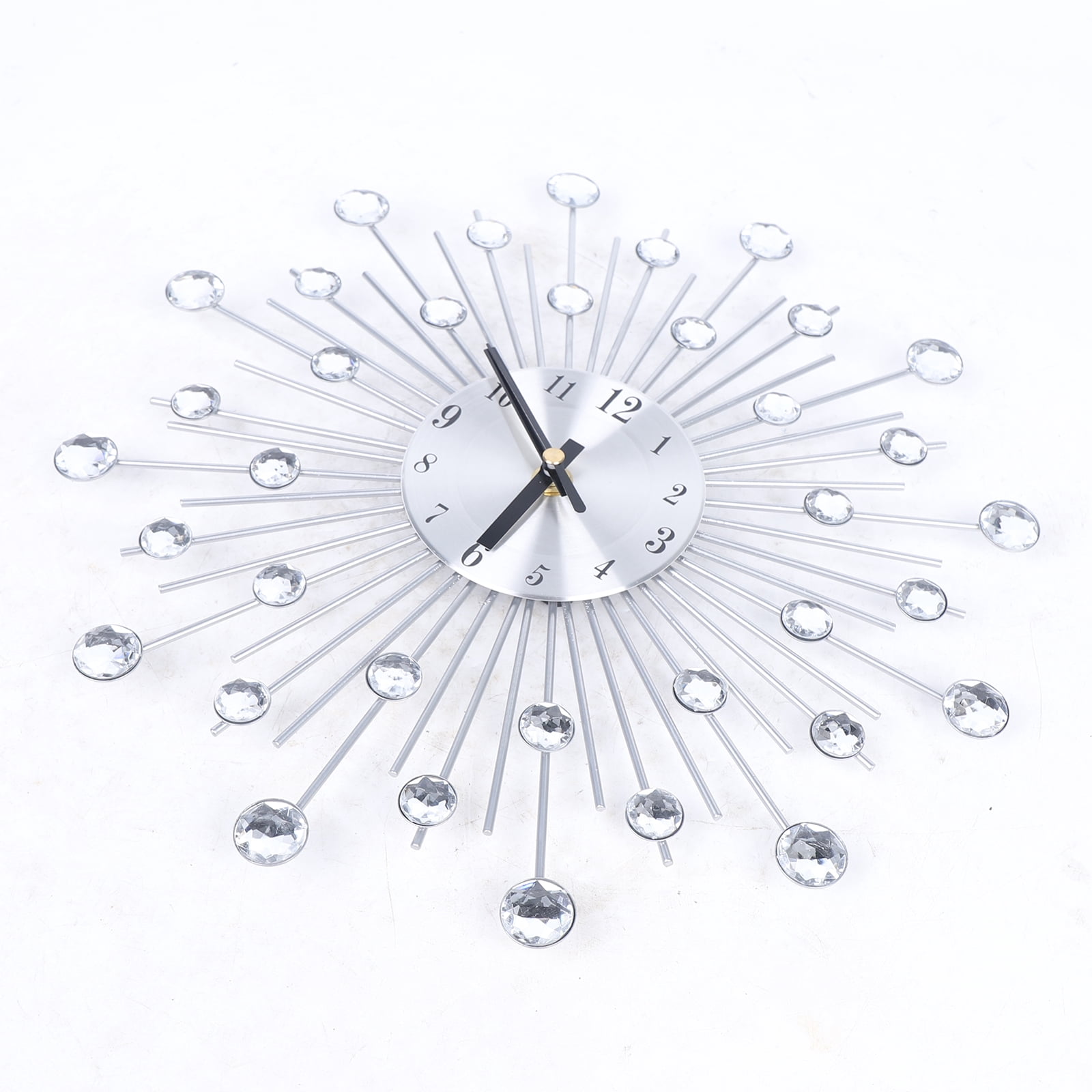 Miumaeov 13" Metal Wall Clock With Decorative Glass Crystal For Living Room Decor