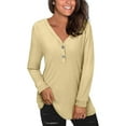 thumbnail image 4 of PNTUTB Long Sleeve Loose Shirt for Women Solid Color Fashion V Neck Causal Comfortable Tops, 4 of 6