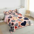 thumbnail image 3 of Feelyou Buffalo Love Heart Full Size Comforter Sets, Dreamy Cartoon Bedding Comforter Set, Modern Fashion Stripes Reversible Bedding Sets, Microfiber Bedroom Decor, 3pcs, 3 of 8