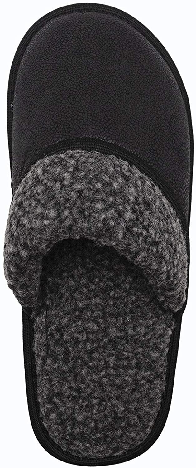 Gold Toe Men’s Microsuede Scuff Slippers with Sherpa Collar and Lining, Memory Foam Insole, Warm Comfortable Plush Slip-On Mule Slides for Home Black Size 7 - image 4 of 5