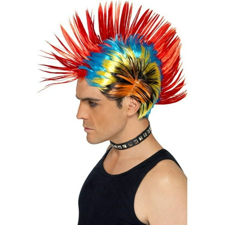 Adult size Rainbow 80's Street Punk Mohawk Wig - Costume Accessory