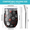 thumbnail image 5 of 12oz Stemless Wine Tumblers Paw Prints and Bones Vacuum Insulated Stainless Steel Travel Tumbler Cups Mug with Lid and Straw for Champaign,Cocktail,Beer with Cleaning Brush, 5 of 5