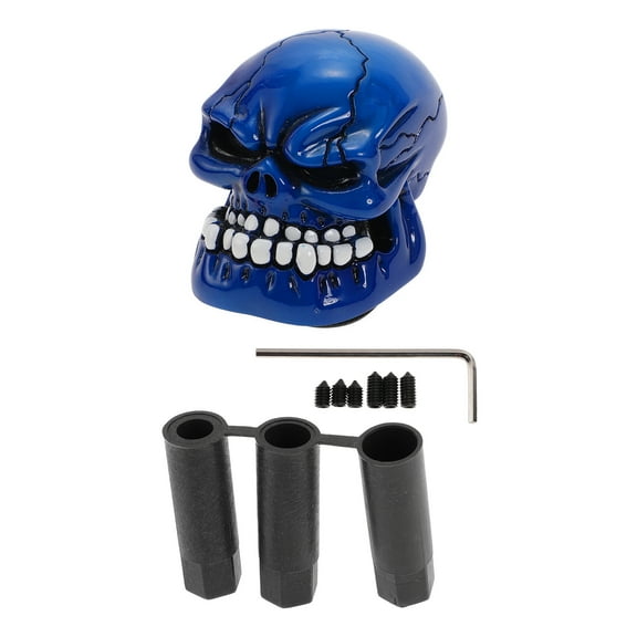 Unique Bargains Universal 7cm Gear Shift Knob Resin Skull for Automatic and Manual Vehicle with 3 Adapter Blue 1 Set