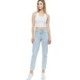 thumbnail image 6 of MixMatchy Women's Classic High Rise Rolled Hem Zip Fly Button Closure Jeans, 6 of 6