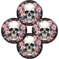 thumbnail image 2 of Skull Flower Round Placemats Washable Placemats Non-Slip Heat-Resistant Table Place Mats for Dining Kitchen Holiday Party Table 15.4"-4PCS Home Decor, 2 of 7