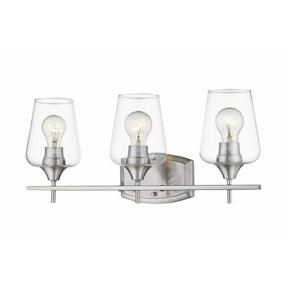 3 Light Vanity Light Fixture in Shabby Chic Style 21.5 inches Wide By 9.5 inches High-Brushed Nickel Finish Bailey Street Home 372-Bel-4314788