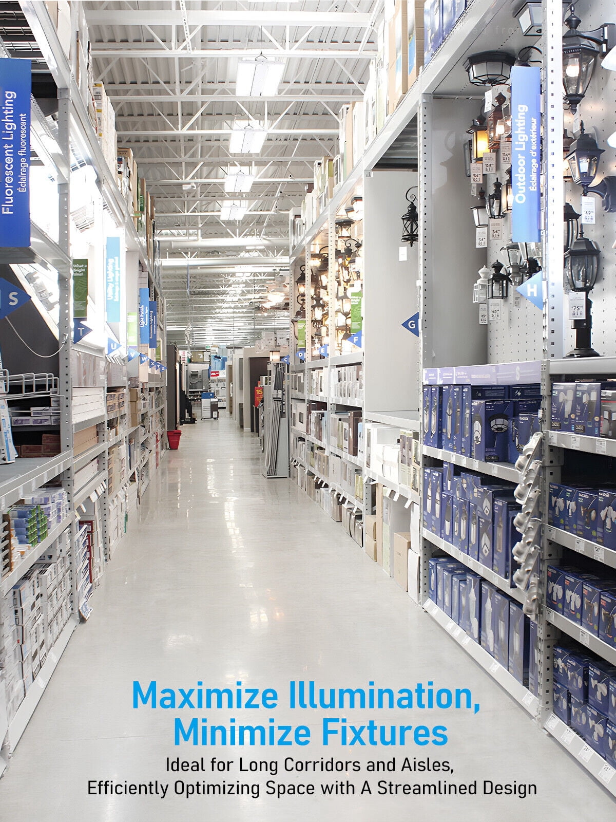 2FT LED Linear High Bay Light, 220W 29700LM 0-10V Dimmable Commercial Hanging Linear Shop Lights, 5000K Daylight
