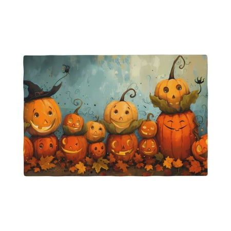 

Placemats Set of 6 halloween cute pumpkin (5) Place mats for Dining Table Indoor/Outdoor Cute Heat Resistant Washable Table Mats(18 x 12 )
