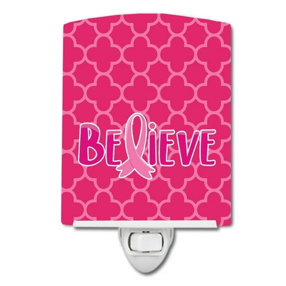 Carolines Treasures Breast Cancer Awareness Ribbon Believe Ceramic Night Light
