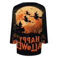 thumbnail image 5 of Trgacdwlo S-5XL Women's Fall Halloween Shirt Novelty Funny Ghost Print V Neck Women's 3/4 Sleeve Tops Fall Cat Pumpkin Print Women's Tunics, 5 of 7