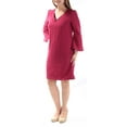 thumbnail image 3 of KENSIE Womens Maroon Textured Bell Sleeve V Neck Above The Knee Evening Shift Dress XL, 3 of 4