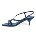 thumbnail image 2 of YDN Women Crisscross Strap Open Toe Sandals Buckled Thin Strap Kitten Low Heels Party Night Club Dressy Shoes Size 14 Blue, 2 of 4