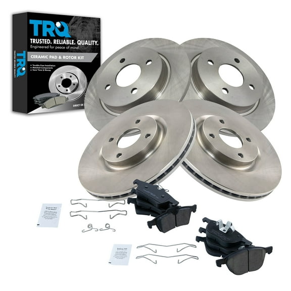 TRQ Front and Rear Brake Pad & Rotor Kit Brake Pads Brake Rotor Ceramic Fits Select 2018-2019 Ford EcoSport