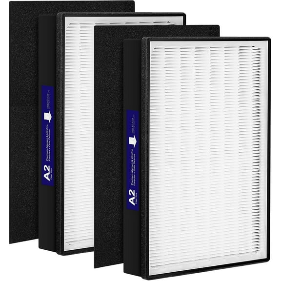 2 Pack A2 F2 H13 HEPA Replacement Filter Compatible with 3M Filtrete Room Air Purifier Models FAP-C02-A2, FAP-C03-A2, FAP-T03-A2, Part # 1150101