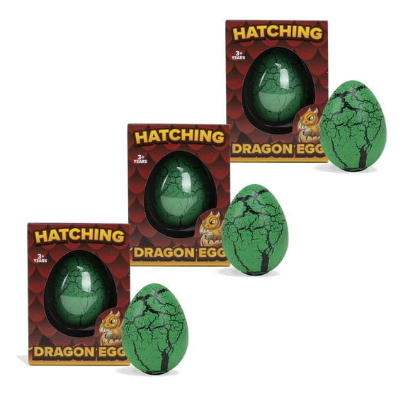 Class Collections Surprise Growing Dragon Hatch Egg Kids Novelty Toy - Pack of 3, Green