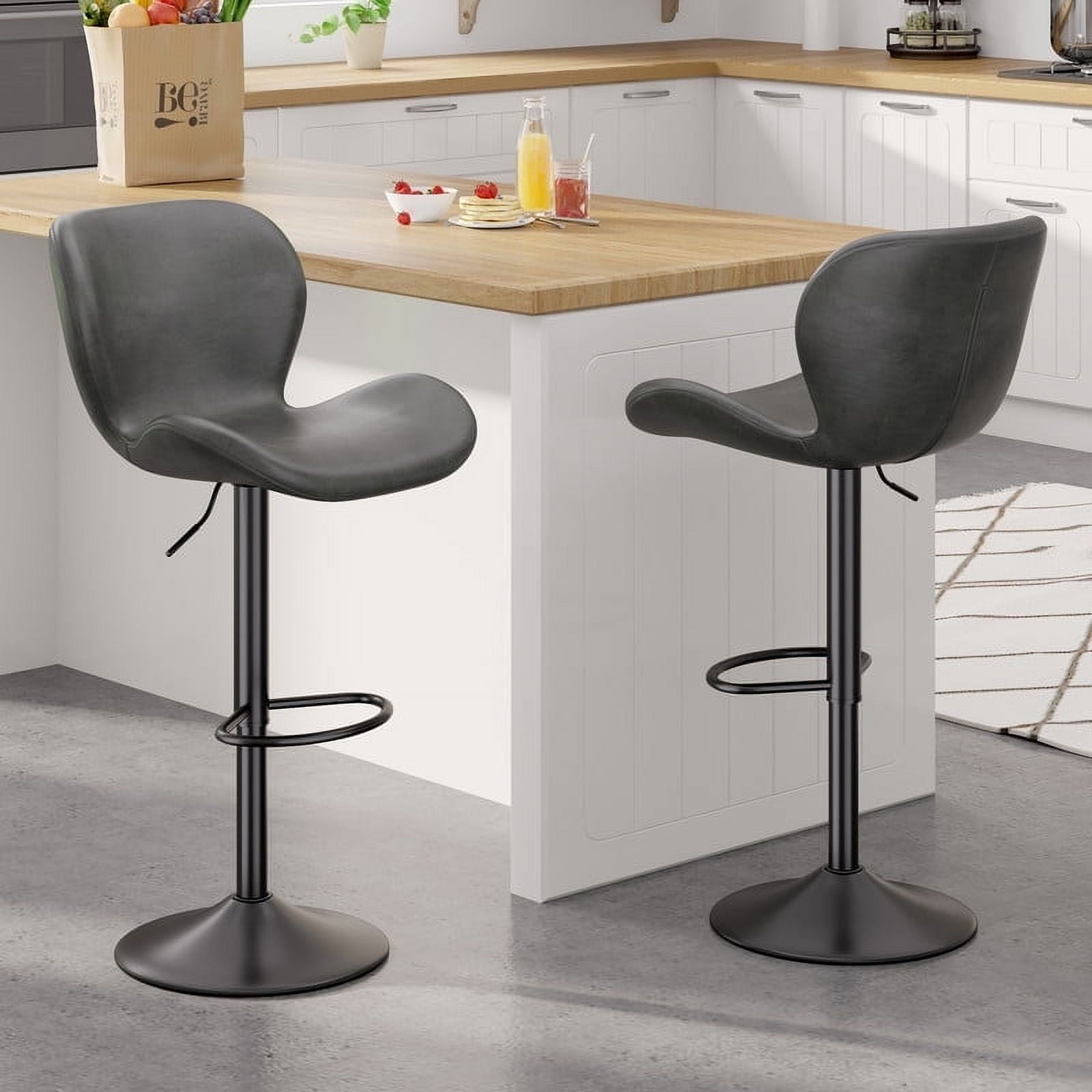 Hawsaiy Modern Adjustable Bar Stool Set of 2 with High-Density Foam Padding