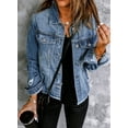 thumbnail image 5 of Eytino Denim Jackets for Women Long Sleeve Distressed Ripped Long Sleeve Jean Jacket Coats with Pockets Blue S-2XL, 5 of 10
