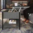 thumbnail image 3 of MESA EXTENSIBLE − BERNA  Mesa de Centro Elevable,  Mesa Auxiliar Estancia, Recámara y Oficina, Patas Metálicas, Tablero Laminado Texturizado  (NEGRO LISO )0, 3 of 9