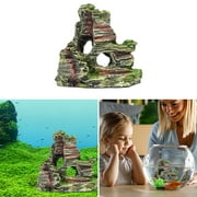 Aursykel Mountain View Decor Aquarium Ornament Fish Tank Decoration Rockery Landscapes Resin Material Hiding Cave Tree Enhances Fish Habitat for Lizard Snake Animals