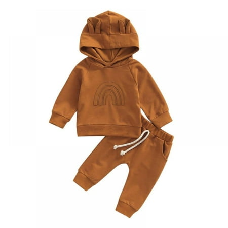 

BULLPIANO 0-24M Infant Baby Girl Boy Cotton Clothes Set Long Sleeve Hoodie Tops and Pants Unisex Baby Winter Outfit
